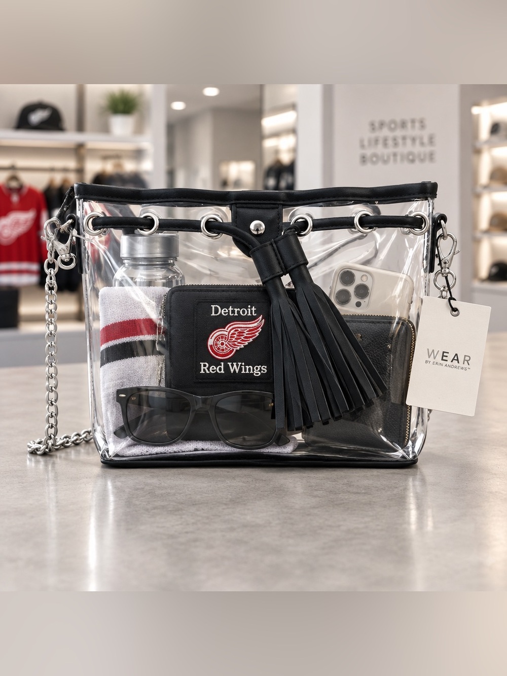 NWT Erin Andrews Detroit Red Wings Clear Stadium Shoulder Crossbody Bag NHL
